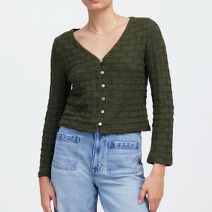 Madewell Basket-Weave Stitch Long-Sleeve Sweater Tee • size medium •NWT •NU769